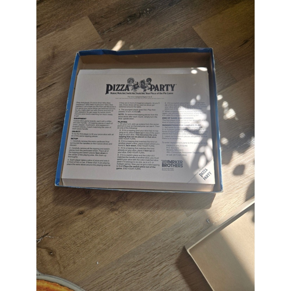 Vintage 1987 Parker Brothers Pizza Party Board Game Complete Retro Memory Game - Picture 3 of 5